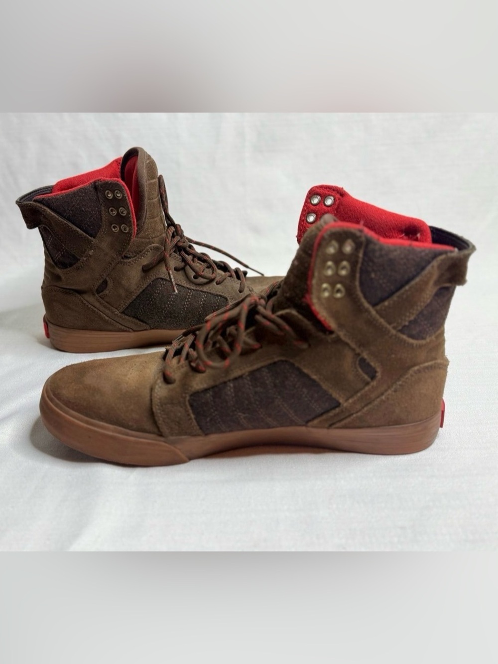 Supra Skytop Chad Muska 001 Men’s Sneakers Brown Suede & Red Colorway 10